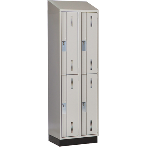 Perfix Inc. 2-121872-2-003-007-9363 Concorde Heavy-Duty Lockers, 2 -tier, Bank of 2, 24" x 18" x 82", Steel, Grey, Welded (Assembled)