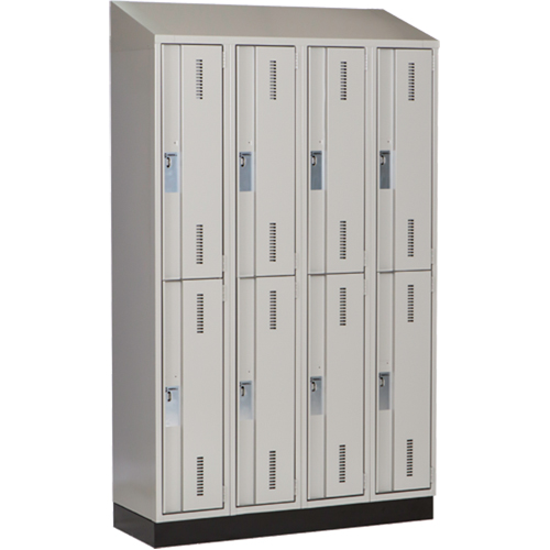 Perfix Inc. 2-121872-4-003-007-9363 Concorde Heavy-Duty Lockers, 2 -tier, Bank of 4, 48" x 18" x 82", Steel, Grey, Welded (Assembled)
