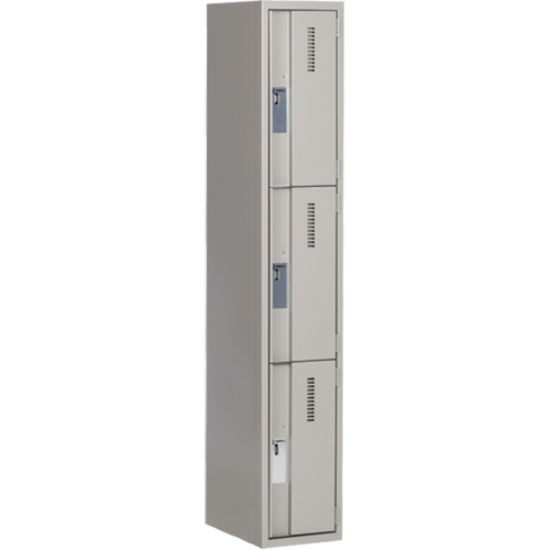 Perfix Inc. 3-121872-1-9363 Concorde Heavy-Duty Lockers, 3 -tier, 12" x 18" x 72", Steel, Grey, Welded (Assembled)