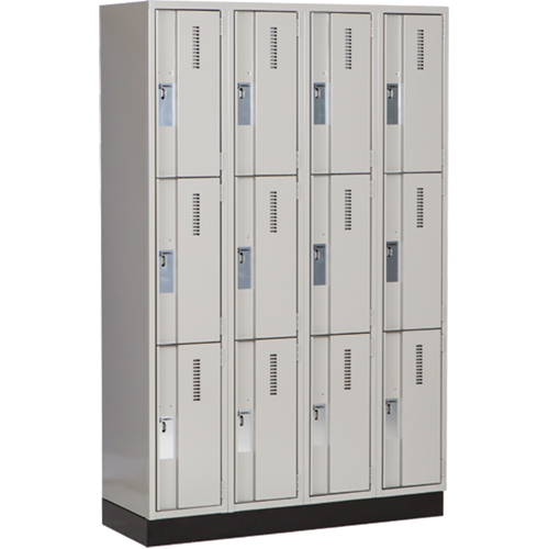 Perfix Inc. 3-121872-4-003-9363 Casiers robustes Concorde, 3 niveaux, Bloc de 4, 48" x 18" x 76", Acier, Gris, Soud&eacute; (assembl&eacute;)