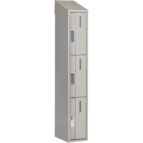 Perfix Inc. 3-121872-1-007-9363 Concorde Heavy-Duty Lockers, 3 -tier, 12" x 18" x 78", Steel, Grey, Welded (Assembled)
