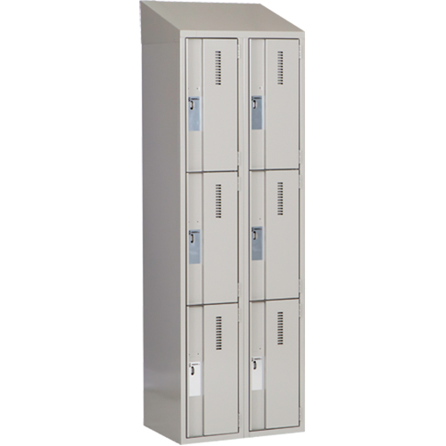 Perfix Inc. 3-121872-2-007-9363 Concorde Heavy-Duty Lockers, 3 -tier, Bank of 2, 24" x 18" x 78", Steel, Grey, Welded (Assembled)
