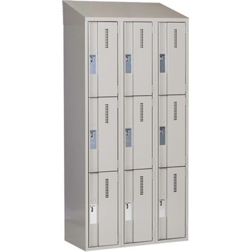 Perfix Inc. 3-121872-3-007-9363 Concorde Heavy-Duty Lockers, 3 -tier, Bank of 3, 36" x 18" x 78", Steel, Grey, Welded (Assembled)