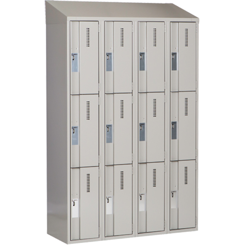 Perfix Inc. 3-121872-4-007-9363 Concorde Heavy-Duty Lockers, 3 -tier, Bank of 4, 48" x 18" x 78", Steel, Grey, Welded (Assembled)