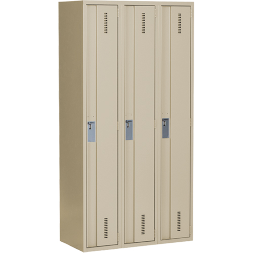 Perfix Inc. 1-121872-3-9393 Casiers robustes Concorde, Bloc de 3, 36" x 18" x 72", Acier, Beige, Soud&eacute; (assembl&eacute;)