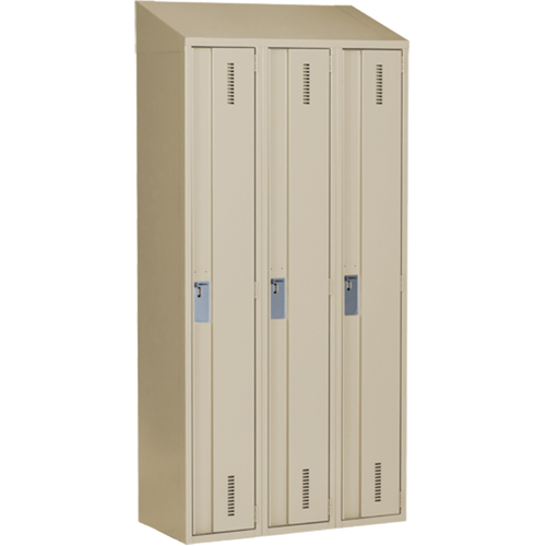 Perfix Inc. 1-121872-3-007-9393 Concorde Heavy-Duty Lockers, Bank of 3, 36" x 18" x 78", Steel, Beige, Welded (Assembled)