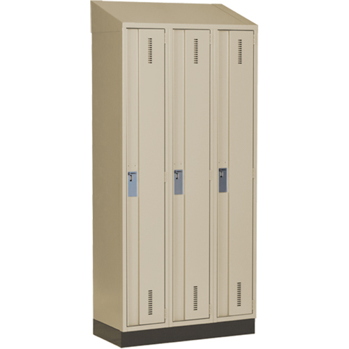 Perfix Inc. 1-121872-3-003-007-9393 Concorde Heavy-Duty Lockers, Bank of 3, 36" x 18" x 82", Steel, Beige, Welded (Assembled)