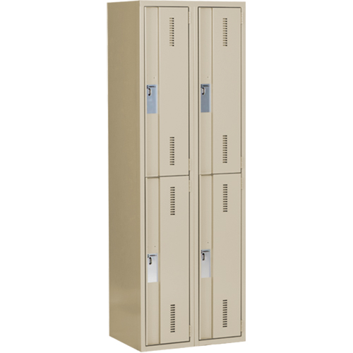 Perfix Inc. 2-121872-2-9393 Concorde Heavy-Duty Lockers, 2 -tier, Bank of 2, 24" x 18" x 72", Steel, Beige, Welded (Assembled)