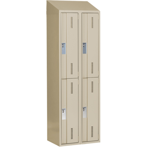 Perfix Inc. 2-121872-2-007-9393 Casiers robustes Concorde, 2 niveaux, Bloc de 2, 24" x 18" x 78", Acier, Beige, Soud&eacute; (assembl&eacute;)