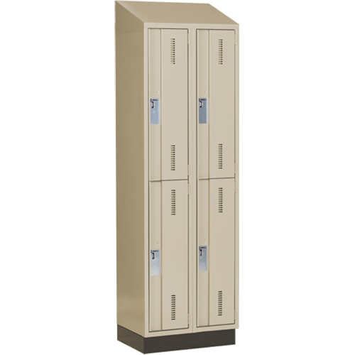 Perfix Inc. 2-121872-2-003-007-9393 Concorde Heavy-Duty Lockers, 2 -tier, Bank of 2, 24" x 18" x 82", Steel, Beige, Welded (Assembled)