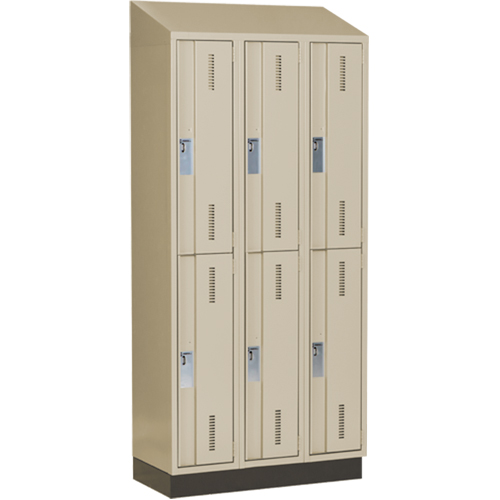 Perfix Inc. 2-121872-3-003-007-9393 Concorde Heavy-Duty Lockers, 2 -tier, Bank of 3, 36" x 18" x 82", Steel, Beige, Welded (Assembled)