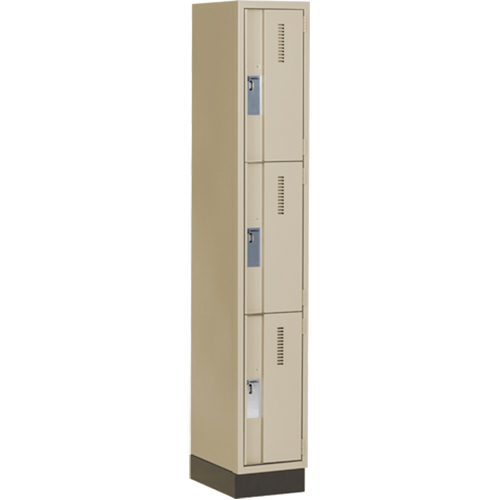 Perfix Inc. 3-121872-1-003-9393 Concorde Heavy-Duty Lockers, 3 -tier, 12" x 18" x 76", Steel, Beige, Welded (Assembled)