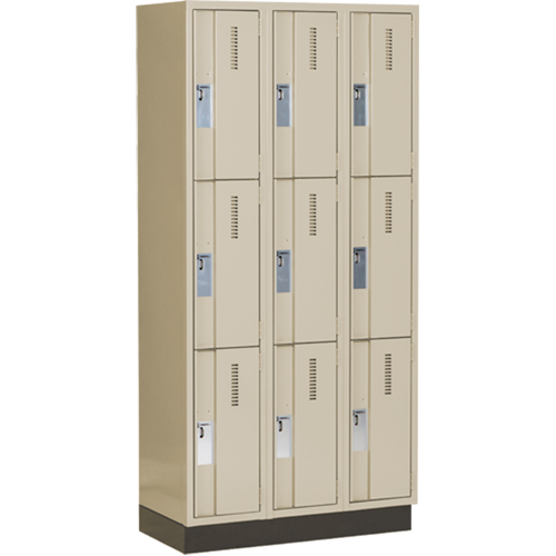 Perfix Inc. 3-121872-3-003-9393 Concorde Heavy-Duty Lockers, 3 -tier, Bank of 3, 36" x 18" x 76", Steel, Beige, Welded (Assembled)