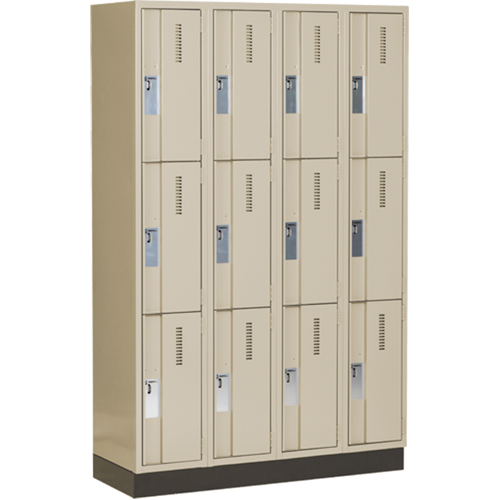 Perfix Inc. 3-121872-4-003-9393 Casiers robustes Concorde, 3 niveaux, Bloc de 4, 48" x 18" x 76", Acier, Beige, Soud&eacute; (assembl&eacute;)