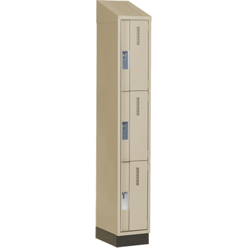 Perfix Inc. 3-121872-1-003-007-9393 Concorde Heavy-Duty Lockers, 3 -tier, 12" x 18" x 82", Steel, Beige, Welded (Assembled)