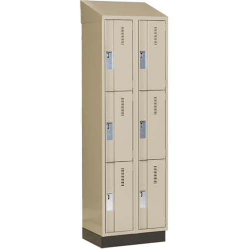Perfix Inc. 3-121872-2-003-007-9393 Concorde Heavy-Duty Lockers, 3 -tier, Bank of 2, 24" x 18" x 82", Steel, Beige, Welded (Assembled)