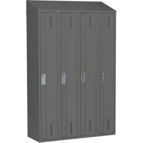 Perfix Inc. 1-121872-4-007-9364 Concorde Heavy-Duty Lockers, Bank of 4, 48" x 18" x 78", Steel, Charcoal, Welded (Assembled)