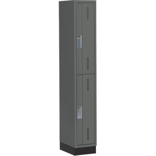 Perfix Inc. 2-121872-1-003-9364 Concorde Heavy-Duty Lockers, 2 -tier, 12" x 18" x 76", Steel, Charcoal, Welded (Assembled)