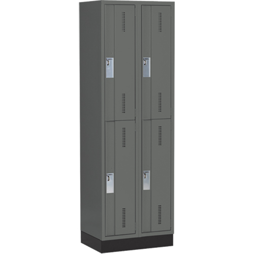 Perfix Inc. 2-121872-2-003-9364 Concorde Heavy-Duty Lockers, 2 -tier, Bank of 2, 24" x 18" x 76", Steel, Charcoal, Welded (Assembled)