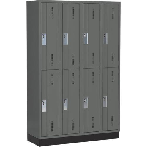 Perfix Inc. 2-121872-4-003-9364 Concorde Heavy-Duty Lockers, 2 -tier, Bank of 4, 48" x 18" x 76", Steel, Charcoal, Welded (Assembled)