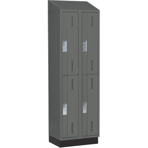Perfix Inc. 2-121872-2-003-007-9364 Concorde Heavy-Duty Lockers, 2 -tier, Bank of 2, 24" x 18" x 82", Steel, Charcoal, Welded (Assembled)
