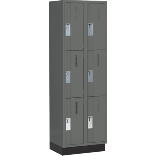 Perfix Inc. 3-121872-2-003-9364 Concorde Heavy-Duty Lockers, 3 -tier, Bank of 2, 24" x 18" x 76", Steel, Charcoal, Welded (Assembled)