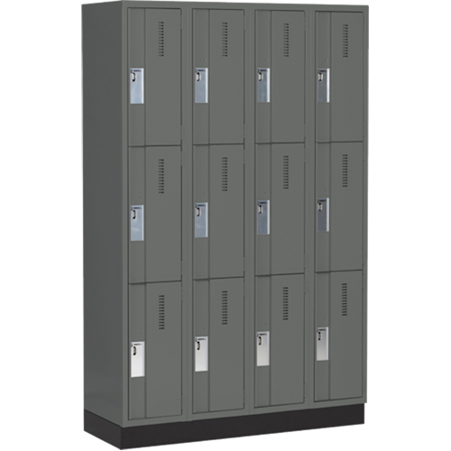Perfix Inc. 3-121872-4-003-9364 Concorde Heavy-Duty Lockers, 3 -tier, Bank of 4, 48" x 18" x 76", Steel, Charcoal, Welded (Assembled)