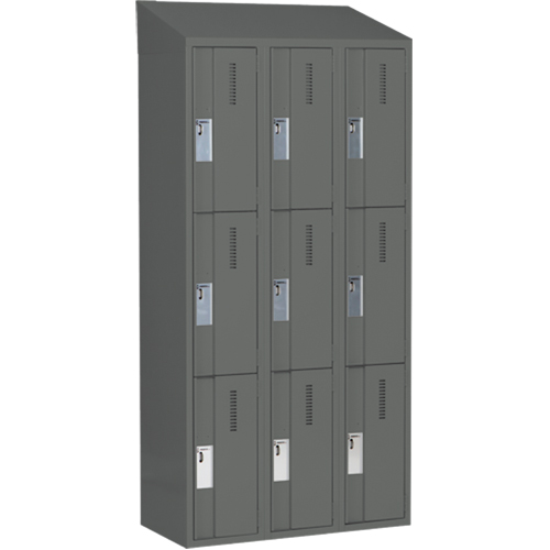 Perfix Inc. 3-121872-3-007-9364 Concorde Heavy-Duty Lockers, 3 -tier, Bank of 3, 36" x 18" x 78", Steel, Charcoal, Welded (Assembled)