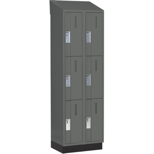 Perfix Inc. 3-121872-2-003-007-9364 Concorde Heavy-Duty Lockers, 3 -tier, Bank of 2, 24" x 18" x 82", Steel, Charcoal, Welded (Assembled)
