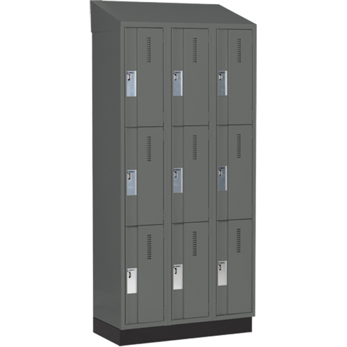 Perfix Inc. 3-121872-3-003-007-9364 Concorde Heavy-Duty Lockers, 3 -tier, Bank of 3, 36" x 18" x 82", Steel, Charcoal, Welded (Assembled)