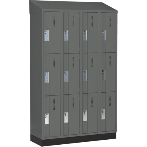 Perfix Inc. 3-121872-4-003-007-9364 Concorde Heavy-Duty Lockers, 3 -tier, Bank of 4, 48" x 18" x 82", Steel, Charcoal, Welded (Assembled)