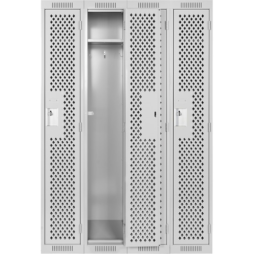 Anthony Steel Mfg. CL-S-4-121272-PERF_A124 Clean Line Lockers, Bank of 4, 48" x 12" x 72", Steel, Grey, Rivet (Assembled), Perforated