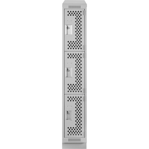 Anthony Steel Mfg. CL-T-1-121272-PERF_A124 Clean Line Lockers, 3 -tier, 12" x 12" x 72", Steel, Grey, Rivet (Assembled), Perforated