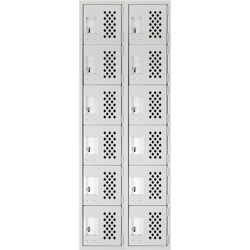 Anthony Steel Mfg. CL-L-2-121872-PERF_A124 Clean Line Lockerettes, 6 -tier, Bank of 2, 18" x 72" x 12", Steel