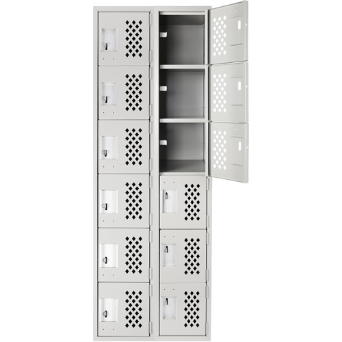 Anthony Steel Mfg. CL-L-2-121872-PERF_A124 Clean Line Lockerettes, 6 -tier, Bank of 2, 18" x 72" x 12", Steel