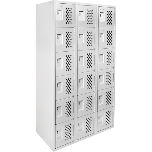 Anthony Steel Mfg. CL-L-3-121872-PERF_A124 Clean Line Lockerettes, 6 -tier, Bank of 3, 18" x 72" x 12", Steel