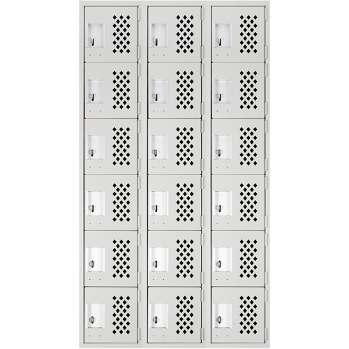 Anthony Steel Mfg. CL-L-3-121872-PERF_A124 Clean Line Lockerettes, 6 -tier, Bank of 3, 18" x 72" x 12", Steel