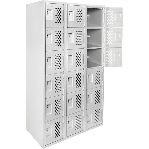 Anthony Steel Mfg. CL-L-3-121872-PERF_A124 Clean Line Lockerettes, 6 -tier, Bank of 3, 18" x 72" x 12", Steel