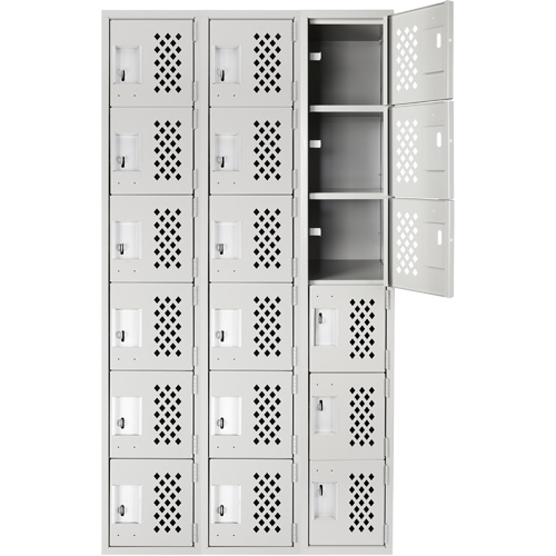 Anthony Steel Mfg. CL-L-3-121872-PERF_A124 Clean Line Lockerettes, 6 -tier, Bank of 3, 18" x 72" x 12", Steel