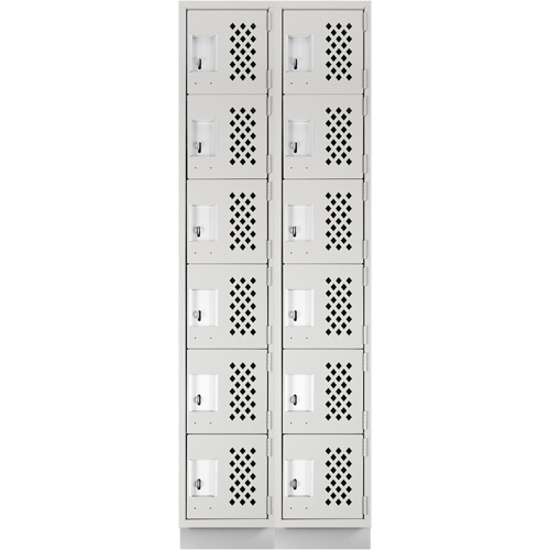 Anthony Steel Mfg. CLL2-121872-RB-PER_A124 Assembled Lockerettes Clean Line Perforated Economy Lockers, 6 -tier, Bank of 2, 18" x 72" x 12", Steel