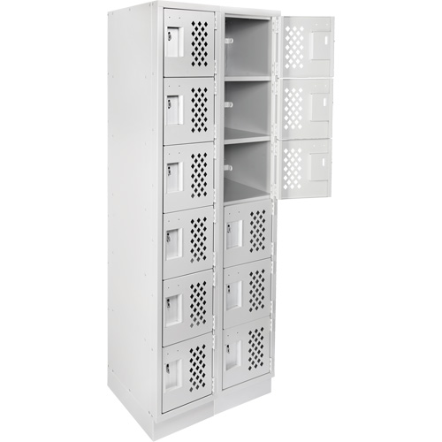 Anthony Steel Mfg. CLL2-121872-RB-PER_A124 Assembled Lockerettes Clean Line Perforated Economy Lockers, 6 -tier, Bank of 2, 18" x 72" x 12", Steel