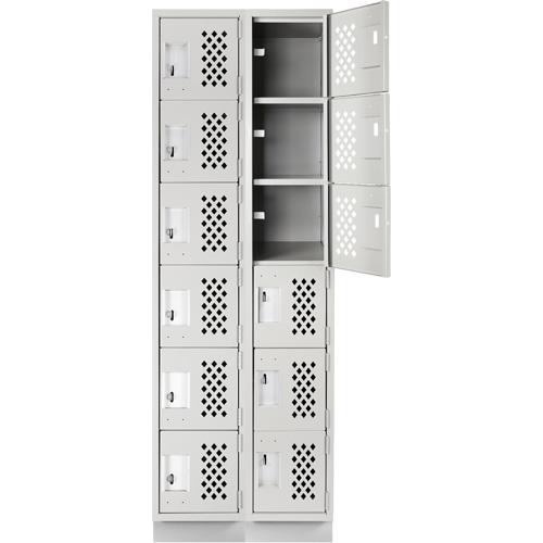 Anthony Steel Mfg. CLL2-121872-RB-PER_A124 Assembled Lockerettes Clean Line Perforated Economy Lockers, 6 -tier, Bank of 2, 18" x 72" x 12", Steel