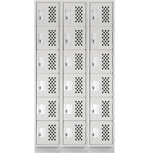 Anthony Steel Mfg. CLL3-121872-RB-PER_A124 Assembled Lockerettes Clean Line Perforated Economy Lockers, 6 -tier, Bank of 3, 18" x 72" x 12", Steel