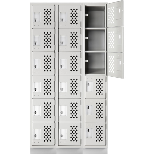 Anthony Steel Mfg. CLL3-121872-RB-PER_A124 Assembled Lockerettes Clean Line Perforated Economy Lockers, 6 -tier, Bank of 3, 18" x 72" x 12", Steel