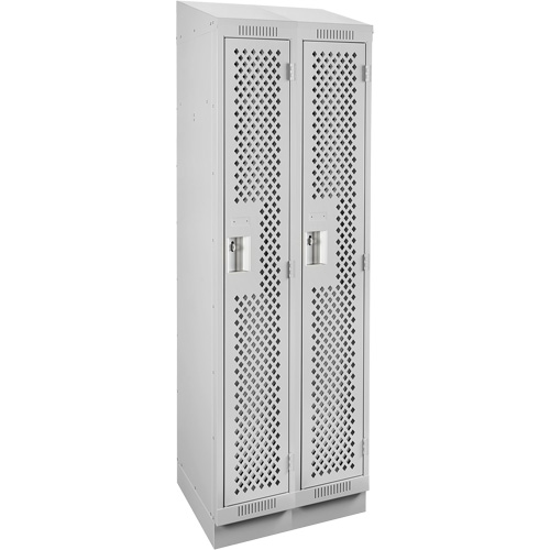 Anthony Steel Mfg. CLS2-121872RBST-PERA124 Clean Line Lockers, Bank of 2, 24" x 18" x 82", Steel, Grey, Rivet (Assembled), Perforated