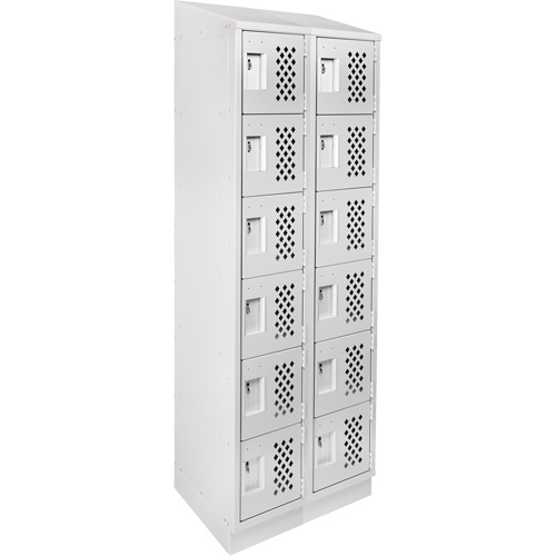 Anthony Steel Mfg. CLL2-121872RBST-PERA124 Assembled Lockerettes Clean Line Perforated Economy Lockers, 6 -tier, Bank of 2, 18" x 72" x 12", Steel