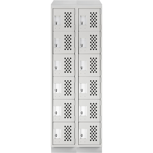 Anthony Steel Mfg. CLL2-121872RBST-PERA124 Assembled Lockerettes Clean Line Perforated Economy Lockers, 6 -tier, Bank of 2, 18" x 72" x 12", Steel