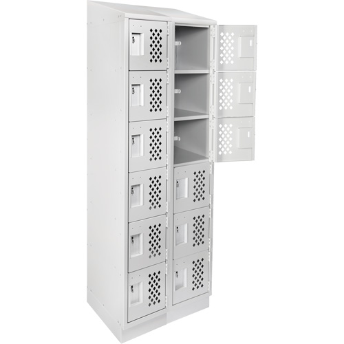 Anthony Steel Mfg. CLL2-121872RBST-PERA124 Assembled Lockerettes Clean Line Perforated Economy Lockers, 6 -tier, Bank of 2, 18" x 72" x 12", Steel