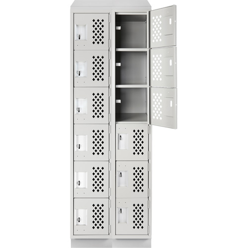 Anthony Steel Mfg. CLL2-121872RBST-PERA124 Assembled Lockerettes Clean Line Perforated Economy Lockers, 6 -tier, Bank of 2, 18" x 72" x 12", Steel