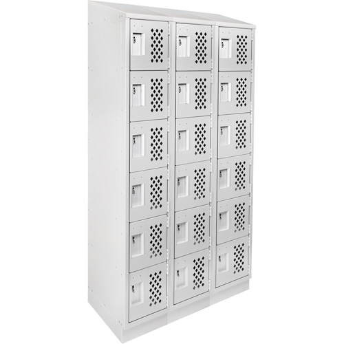 Anthony Steel Mfg. CLL3-121872RBST-PERA124 Assembled Lockerettes Clean Line Perforated Economy Lockers, 6 -tier, Bank of 3, 18" x 72" x 12", Steel